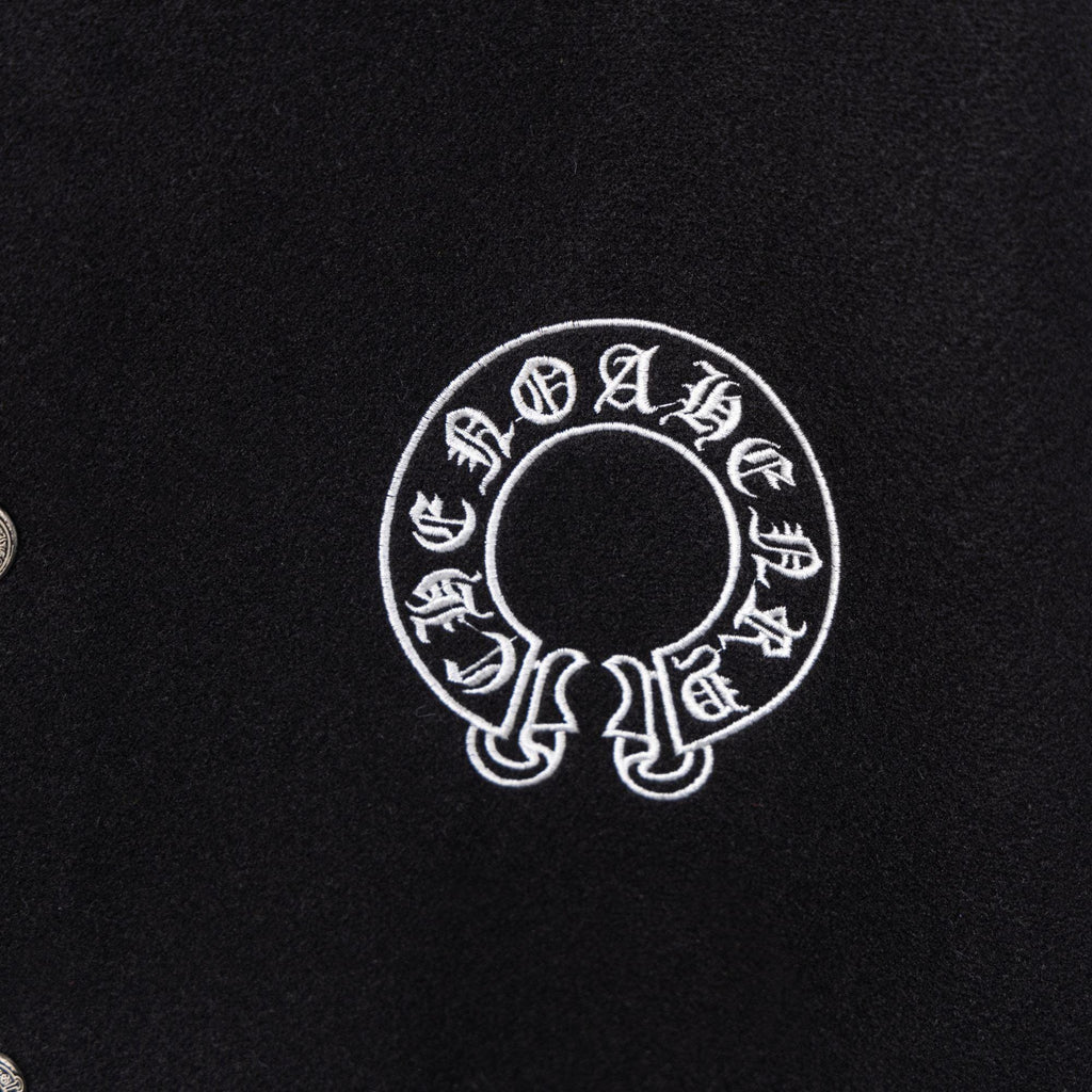 Chrome Hearts Black & White Varsity Jacket Back Cross Logo