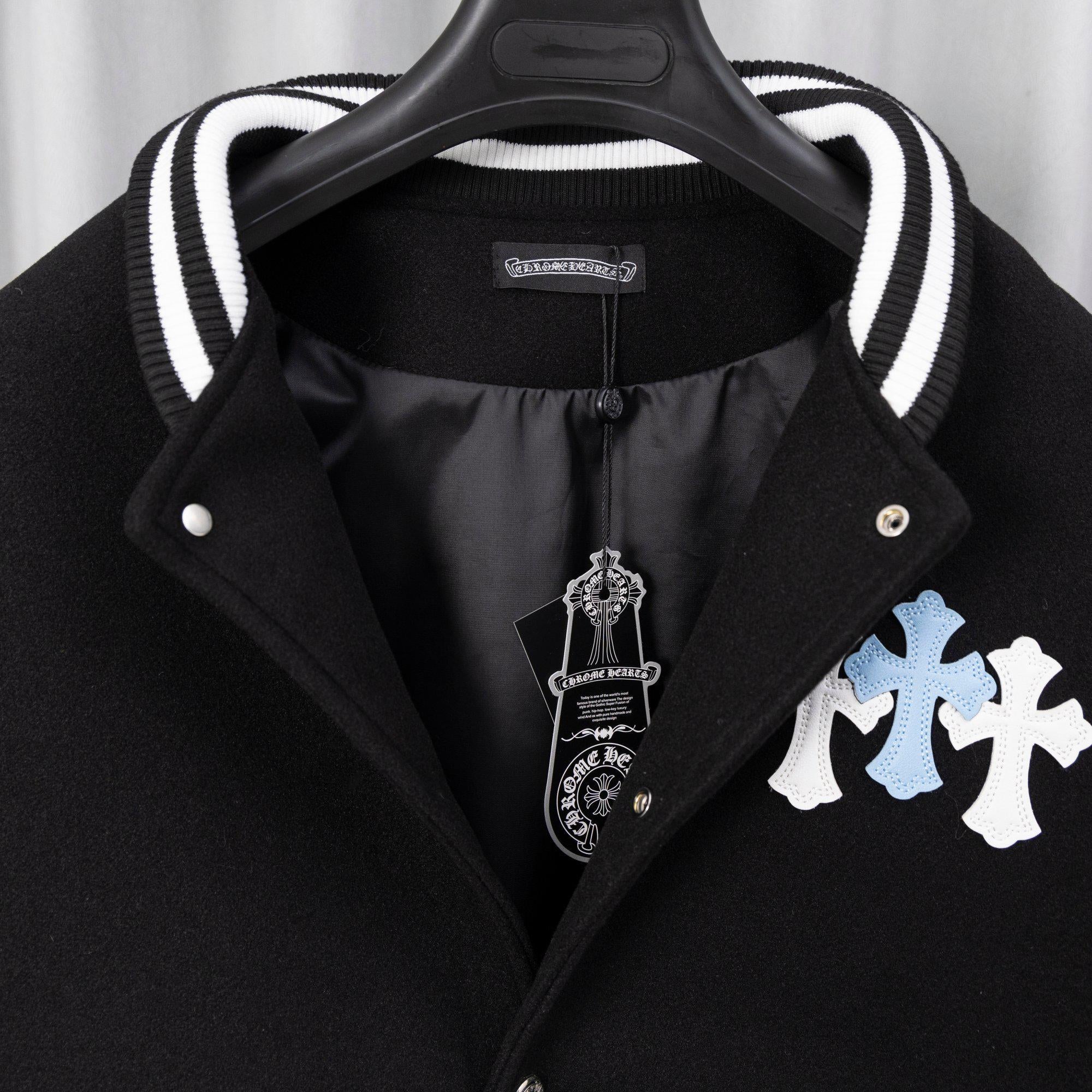 Chrome Hearts Varsity Jacket Patchwork Crosses