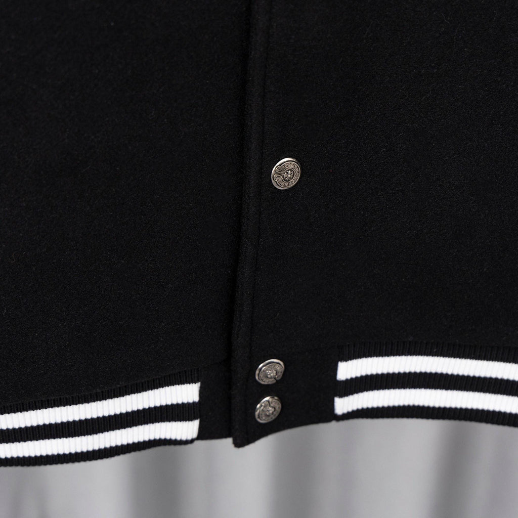 Chrome Hearts Black & White Varsity Jacket Back Cross Logo