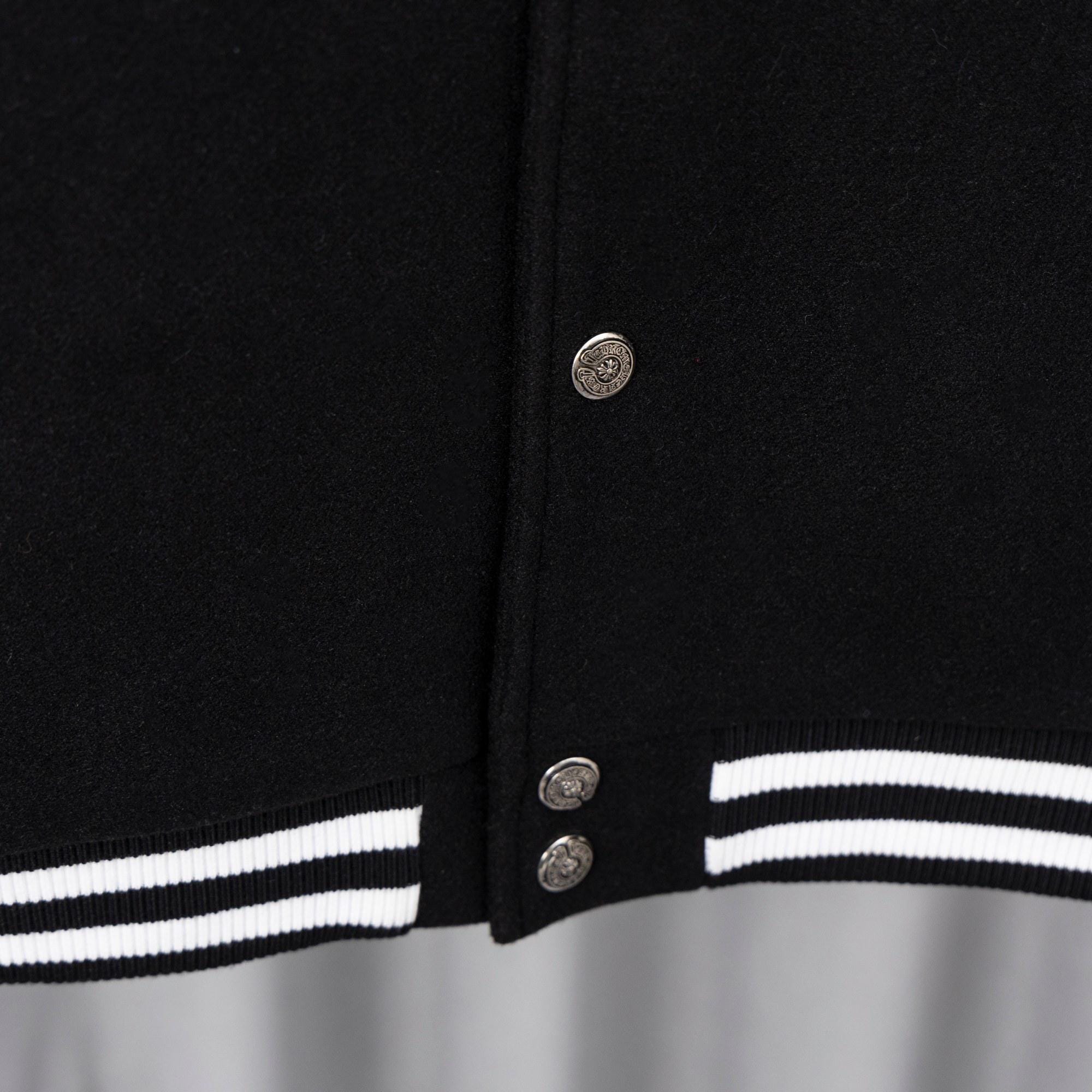 Chrome Hearts Black & White Varsity Jacket Back Cross Logo